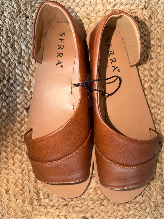 Serra Shoes - Serra Cognac Brown Leather Open-Toe Slide Mules
